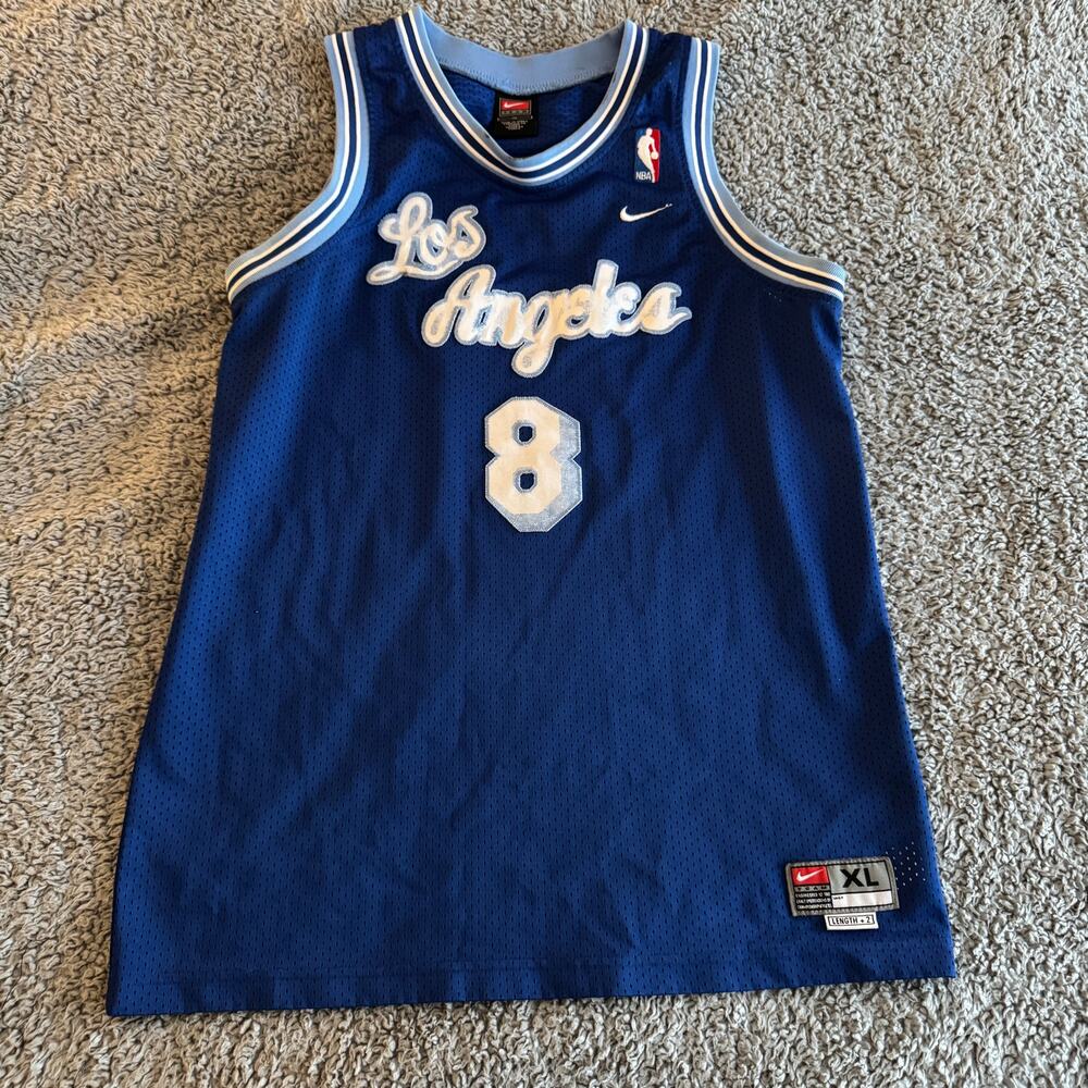 Kobe Bryant Vintage NBA Los Angeles Lakers Nike Jersey Blue Swingman Rewind Y-XL